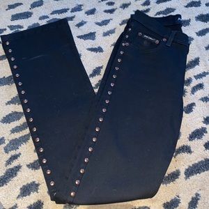 Rare Vintage Betsey Johnson Jeans Black with Studs sz Small. Circa late 90s